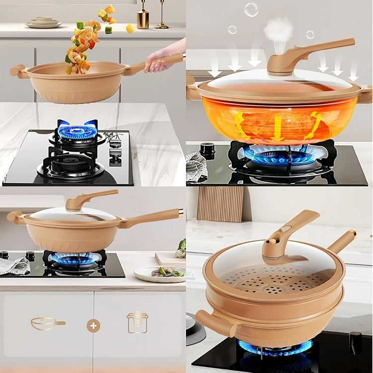 SuperWok Nonstick Deep Frying Wok – Versatile Cooking Pan with Lid