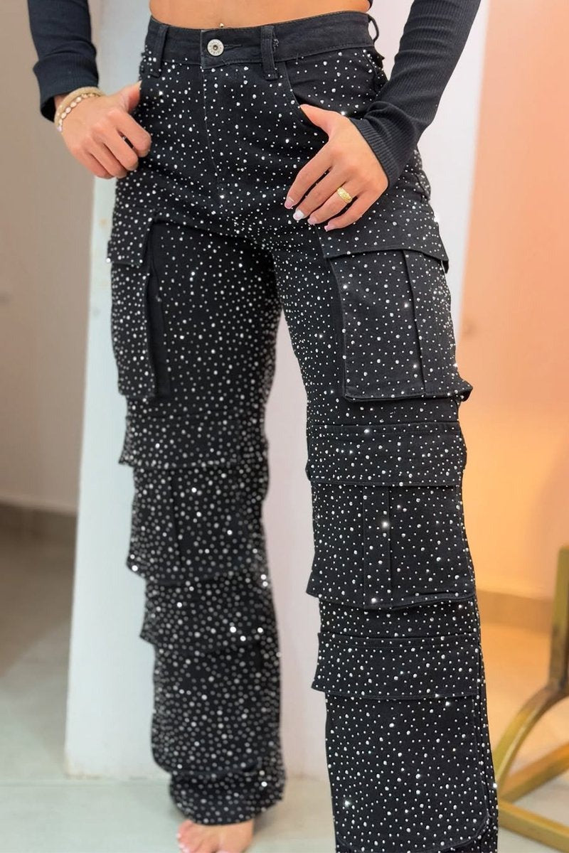Dazzy - Women's Wide Leg Cargo Jeans with Utility Pockets