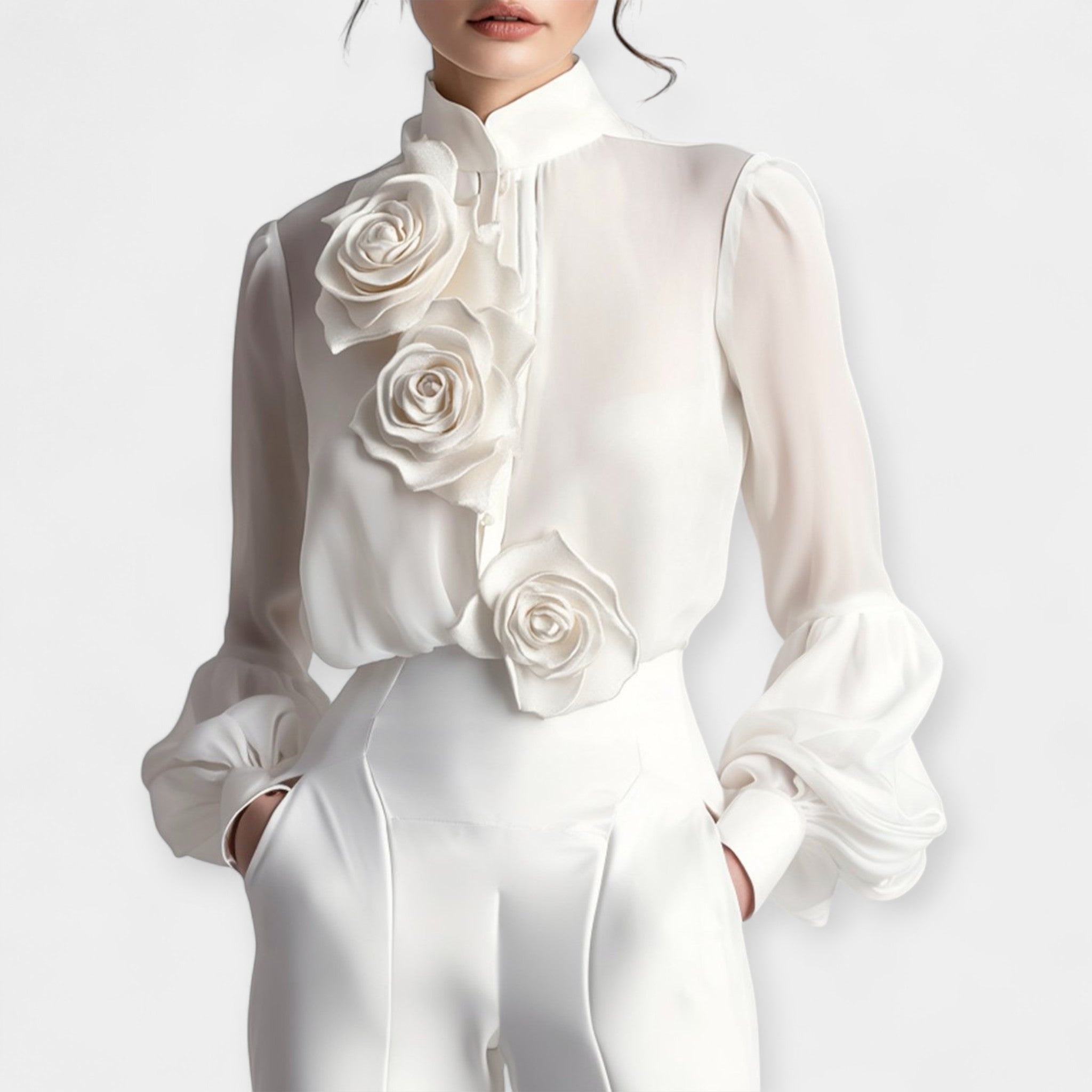 Bluse med 3D-roser