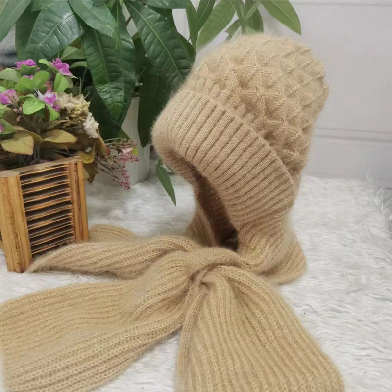 Dámská pletená sada čepice a šály pro pohodlný styl do chladného počasí