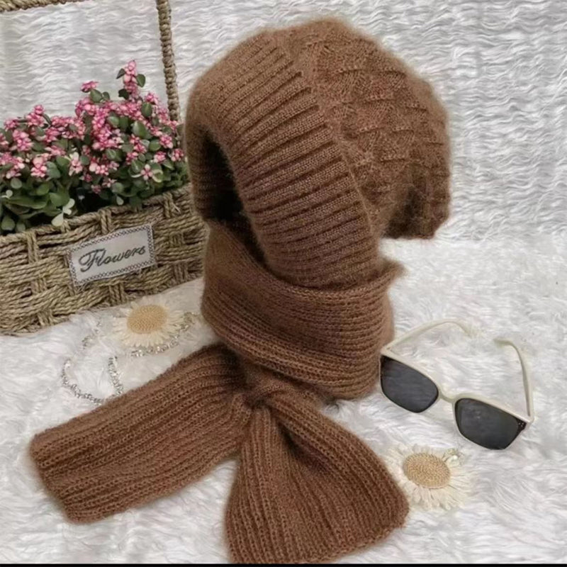 Dámská pletená sada čepice a šály pro pohodlný styl do chladného počasí