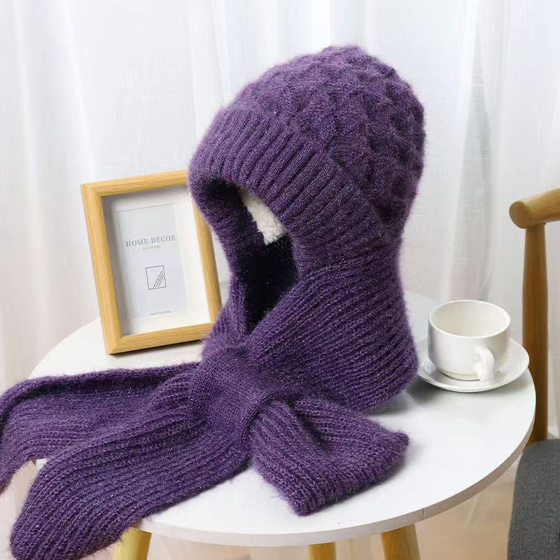 Dámská pletená sada čepice a šály pro pohodlný styl do chladného počasí