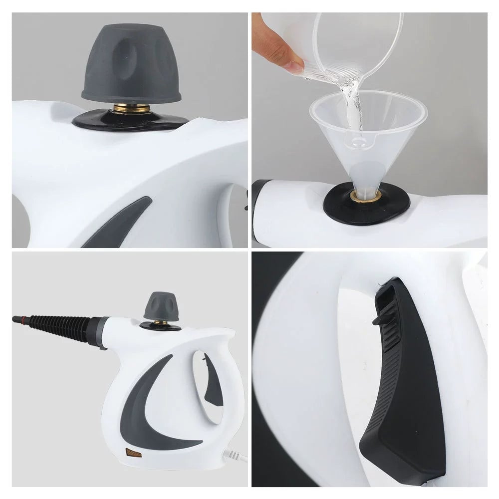 Elegantní ruční parní čistič pro všestranné použití s příslušenstvím