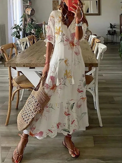 Cassia - Women Boho Tummy Coverage Maxi Dress