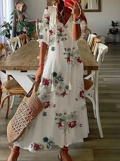 Cassia - Women Boho Tummy Coverage Maxi Dress