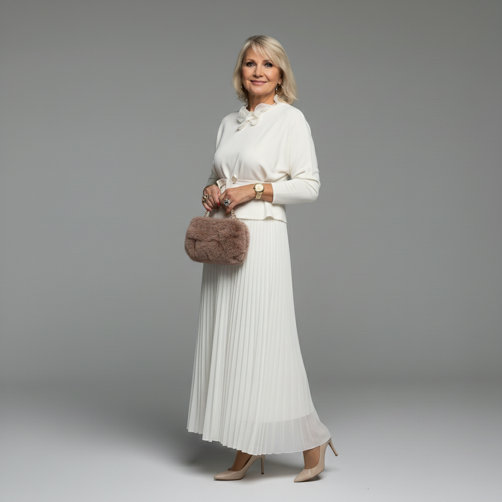 Emmie - Elegantní dvoudílný komplet, vrstvené pletené šaty pro nenucený styl
