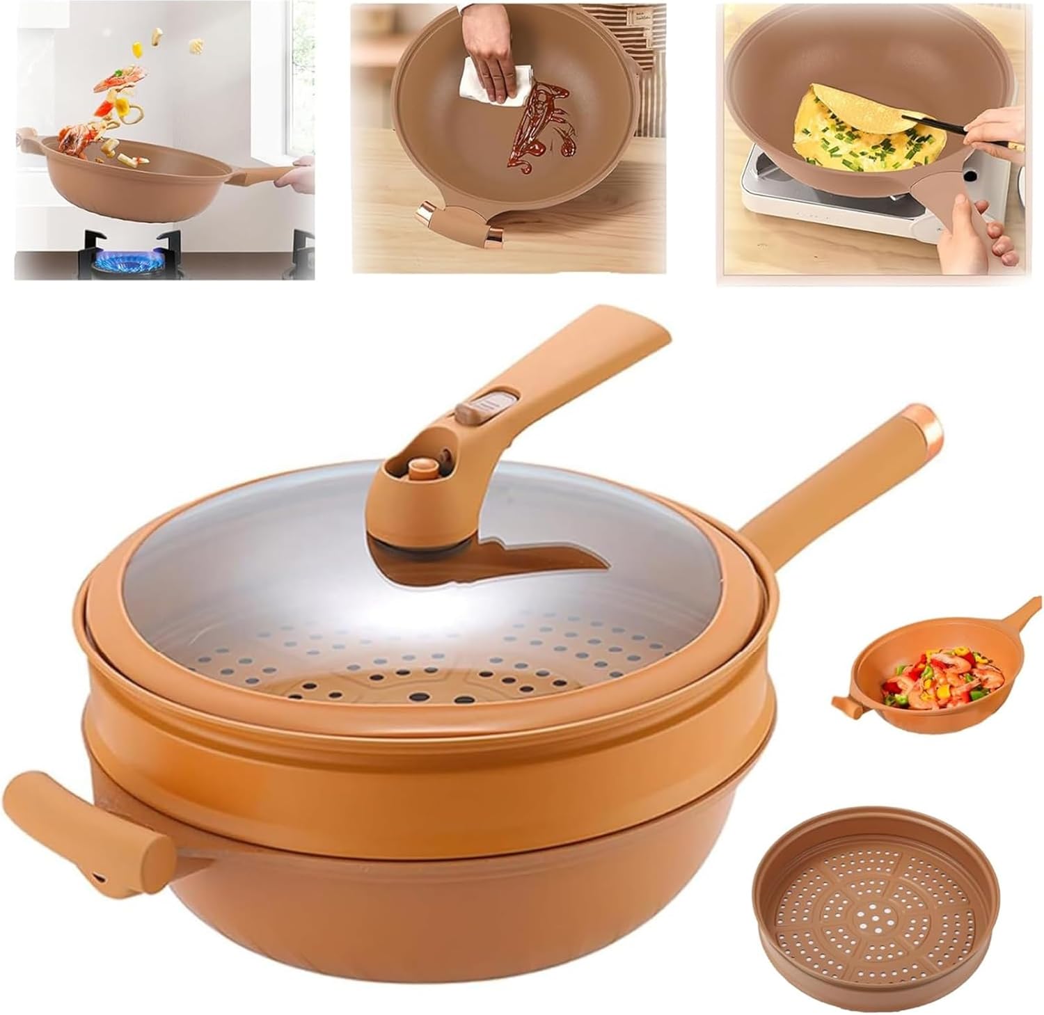 SuperWok Nonstick Deep Frying Wok – Versatile Cooking Pan with Lid