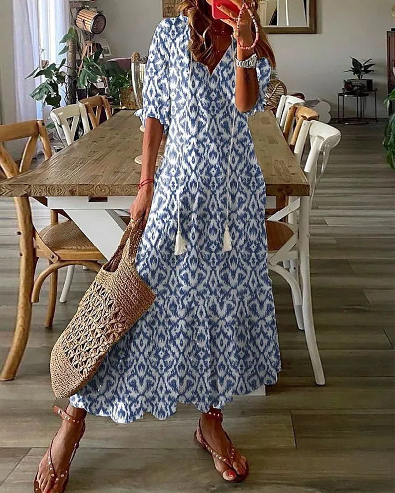 Cassia - Women Boho Tummy Coverage Maxi Dress