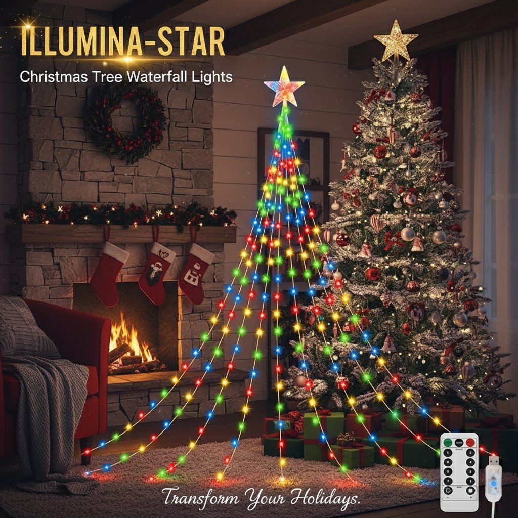 Luci multicolori per albero a cascata Starlight Cascade