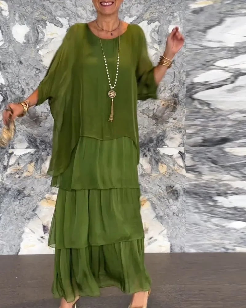 Women's Tiered Maxi Dress with Relaxed Fit and Flowing Design