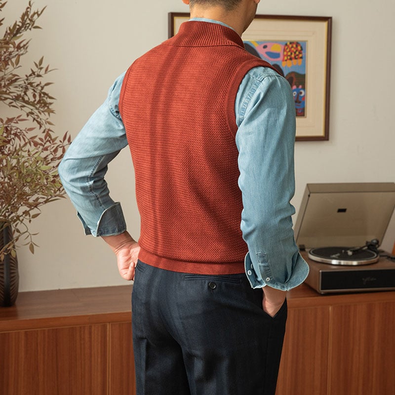 Men's Shawl Collar Knit Sweater Vest