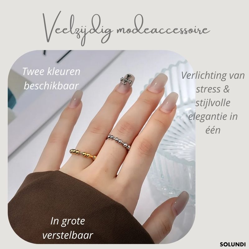CalmComfort Fidget Ring – Nastavitelný prsten s otočnými korálky