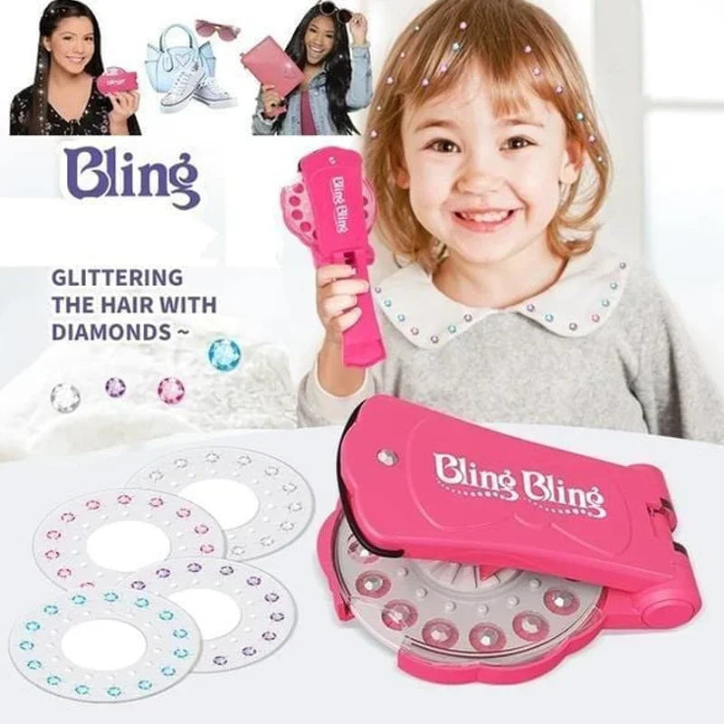 BlingPop - Styling-sæt med applikator til hårpynt med sten til børn
