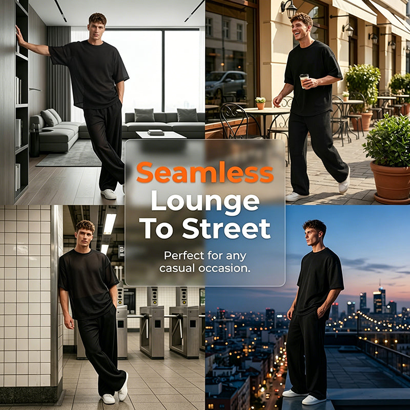 MonoStyle – Męski zestaw oversize: T-shirt i spodnie z szerokimi nogawkami