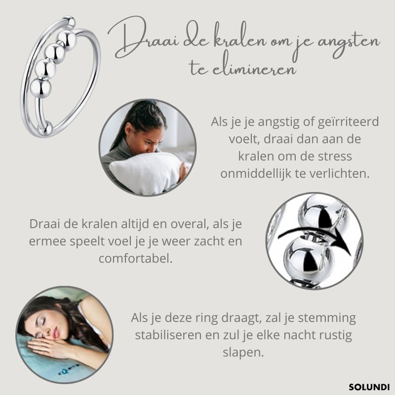 CalmComfort Fidget Ring – Nastavitelný prsten s otočnými korálky