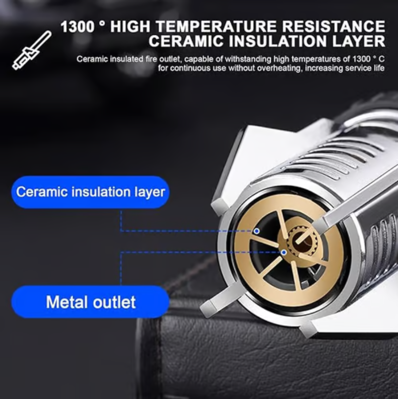 Refillable Jet Flame Lighter with Safety Lock