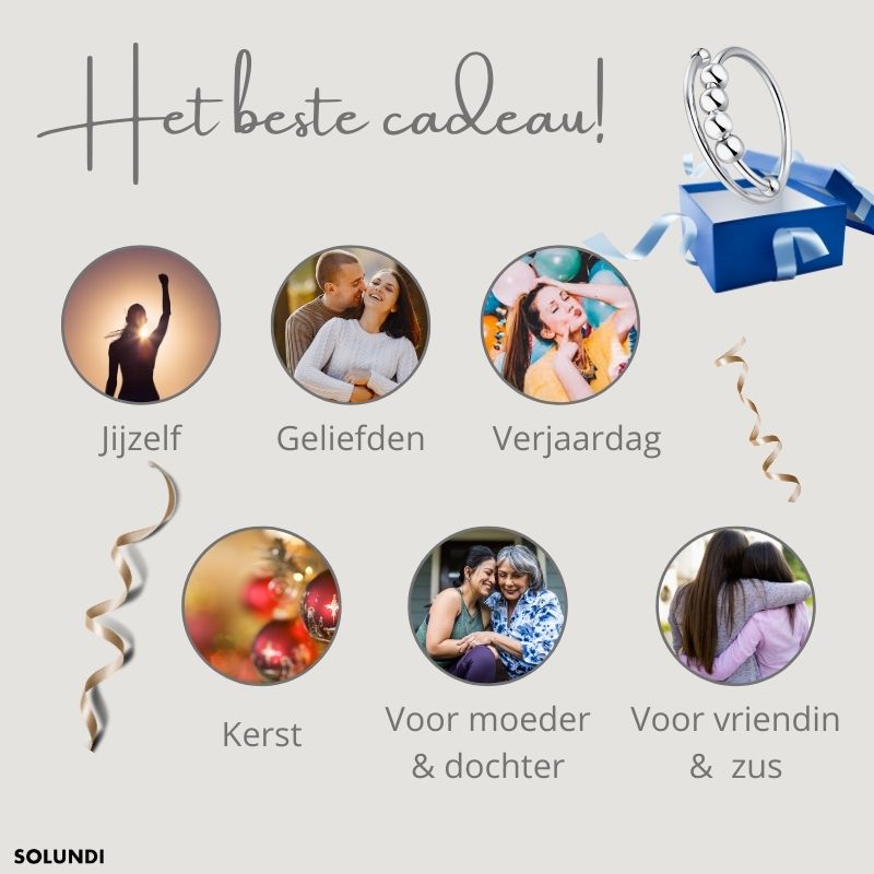 CalmComfort Fidget Ring – Nastavitelný prsten s otočnými korálky