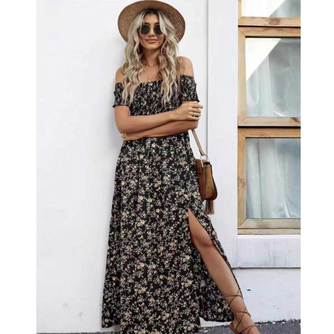 Phoebe - Glamorous Off-Shoulder Women Vintage Dress