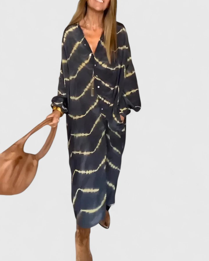Amelie - Elegant Boho Striped Maxi Dress