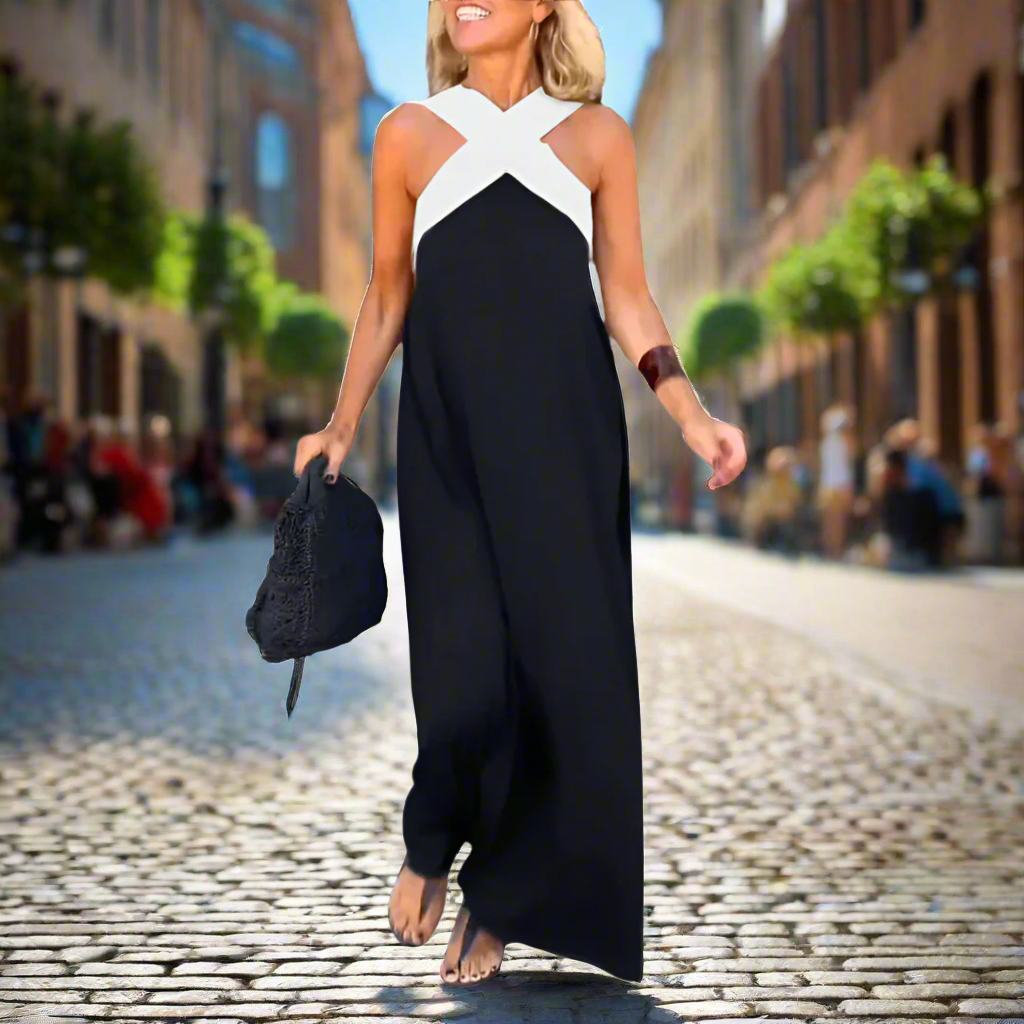 Iyana - Elegantní letní maxi šaty s překříženým výstřihem
