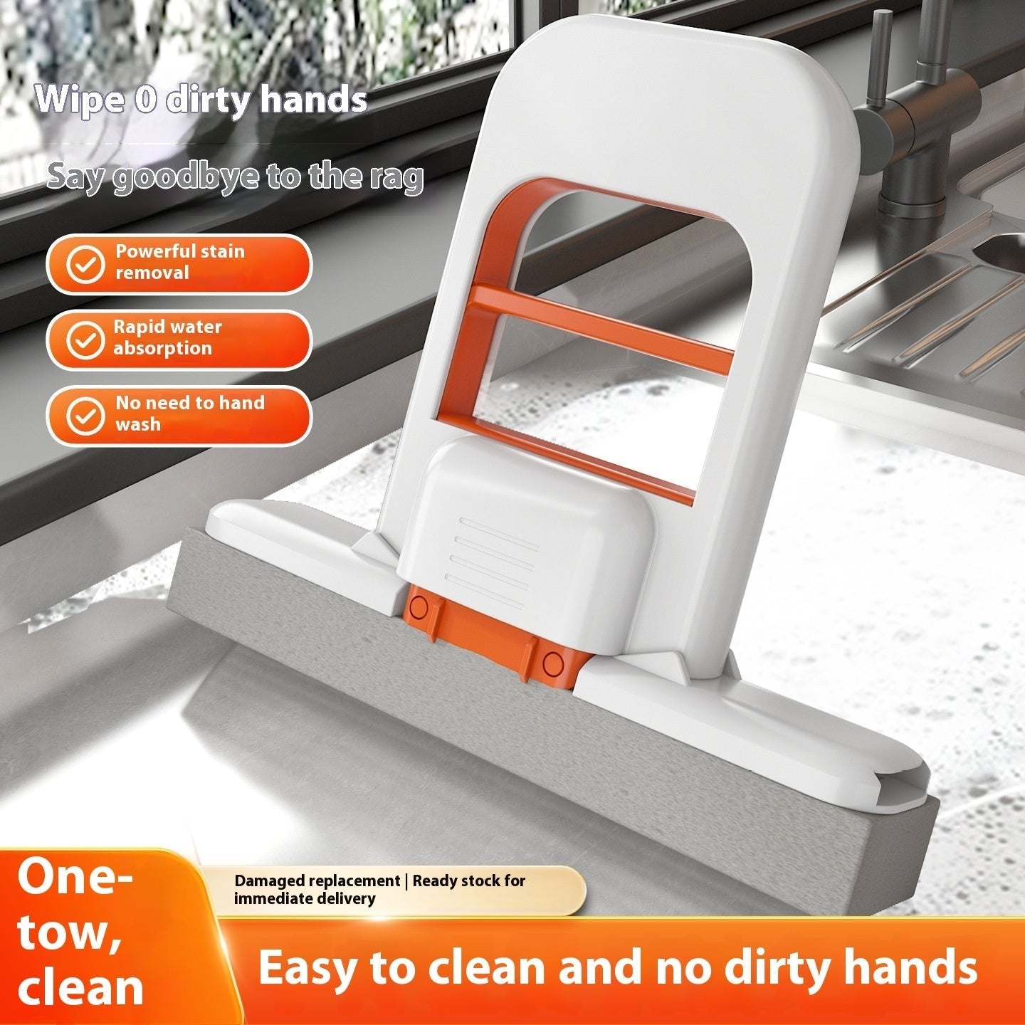 Mini Foldable Sponge Mop for Kitchen Bathroom and Countertop Cleaning