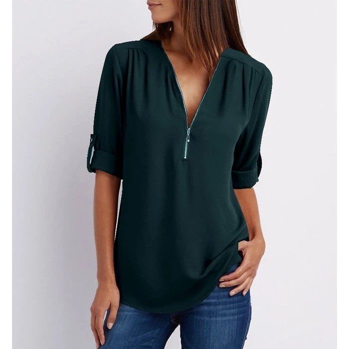 Elin - Bluse med lynlås