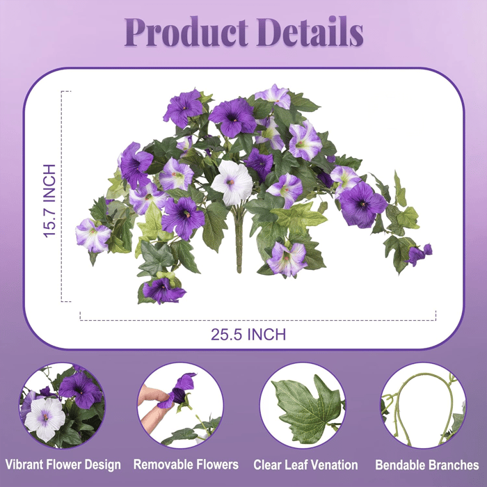 EverBloom Artificial Petunias – Lush Hanging Floral Décor