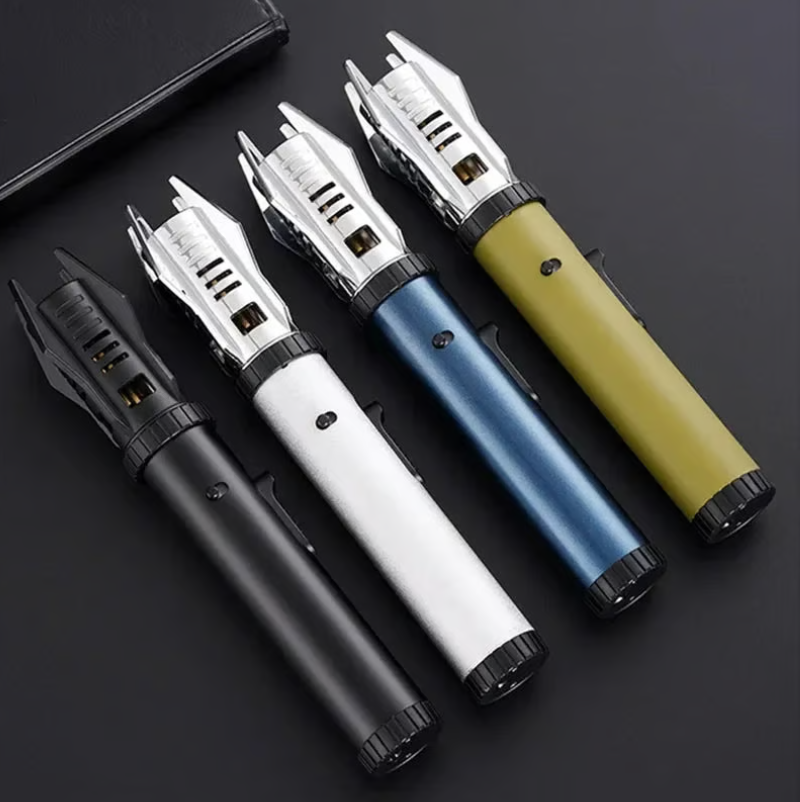 Refillable Jet Flame Lighter with Safety Lock