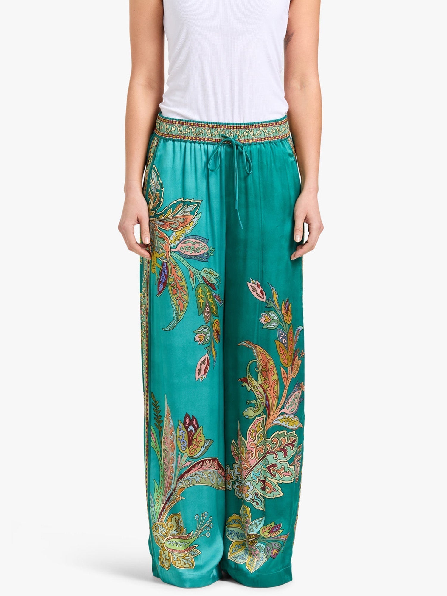 Eliza - Elegant Two-Piece Set, Paisley-Print Shirt and Wide-Leg Pants
