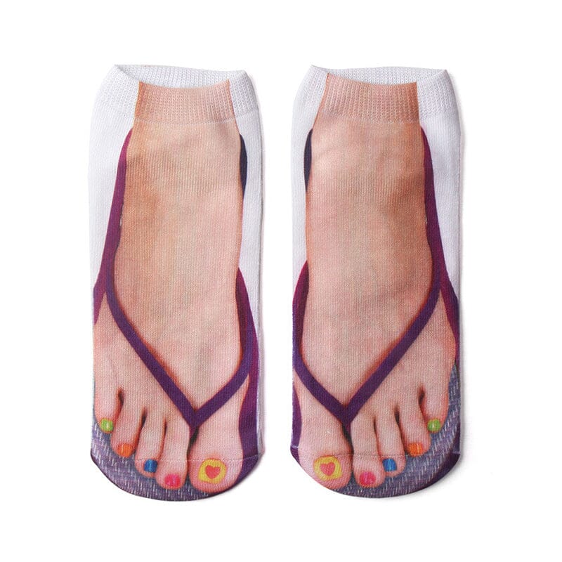 Flip-Flop Style Printed Socks