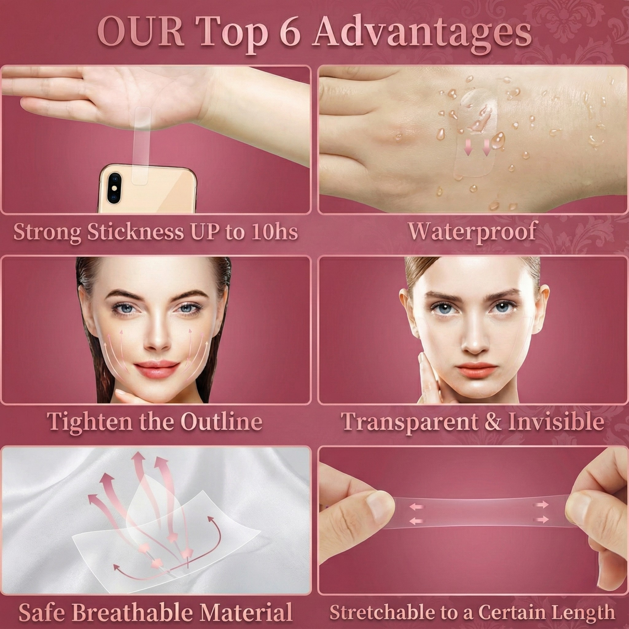 Invisible Face Lift Tape – Instant Lift & Contoured Appearance in Seconds
