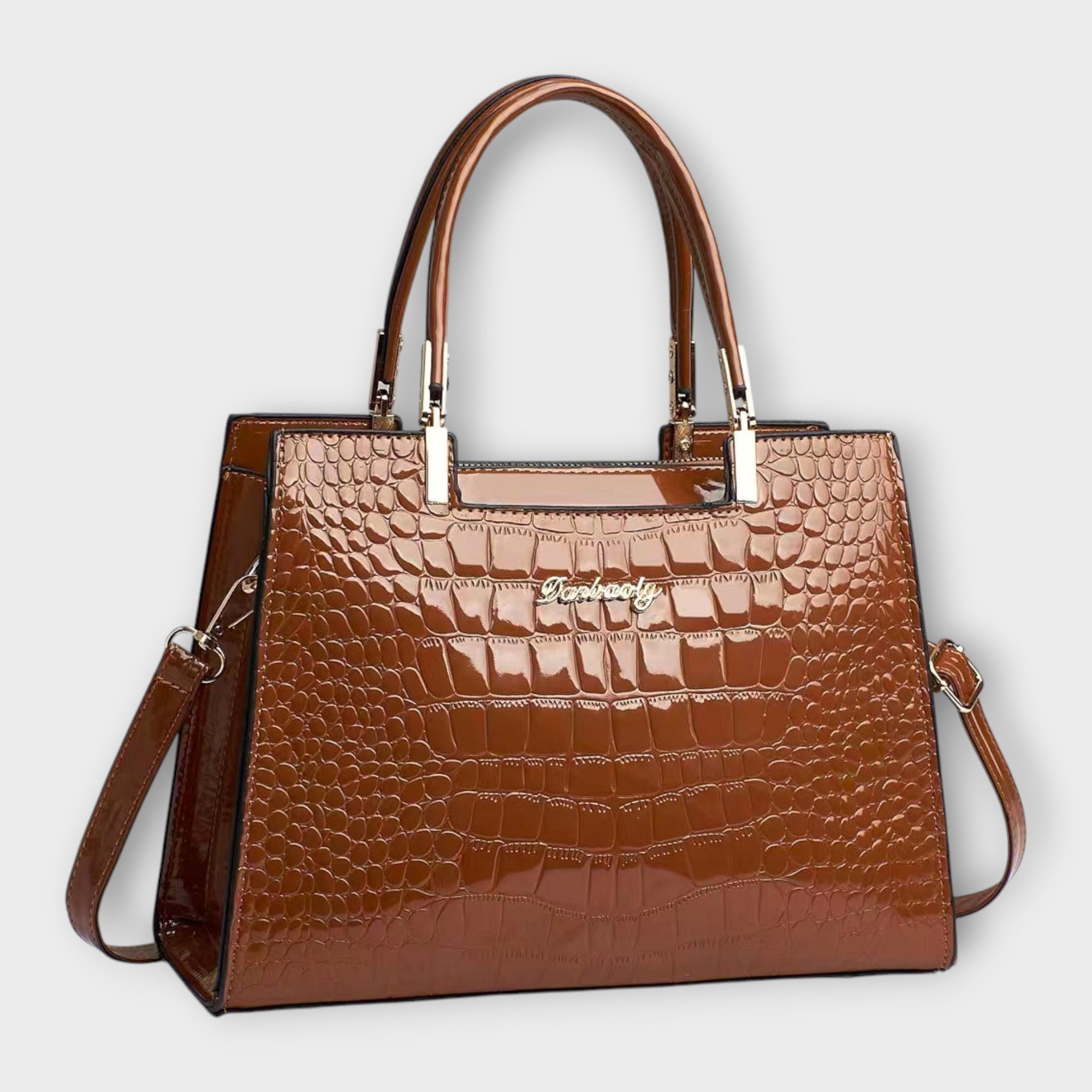 Ellie - Glossy Crocodile Pattern Handbag
