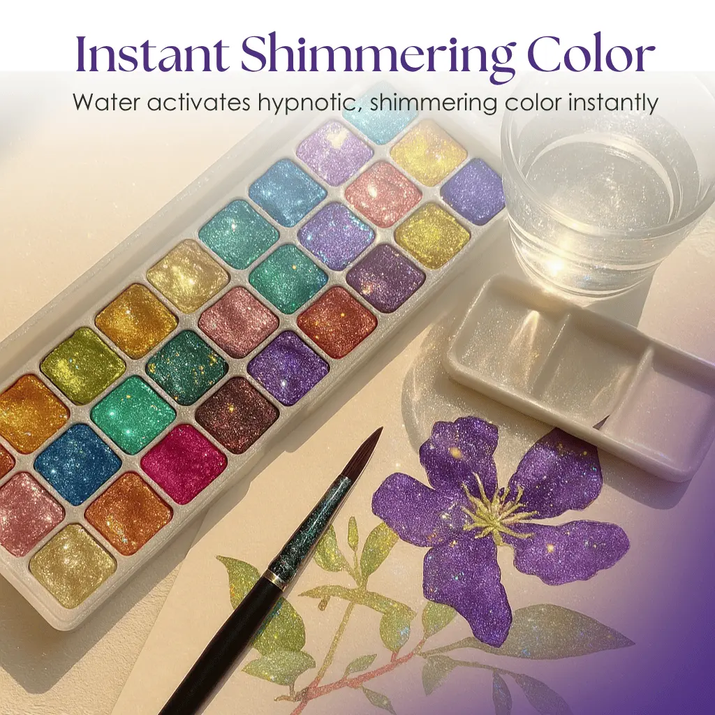 Shimmering Watercolor Paint Set for Creative Art Projects