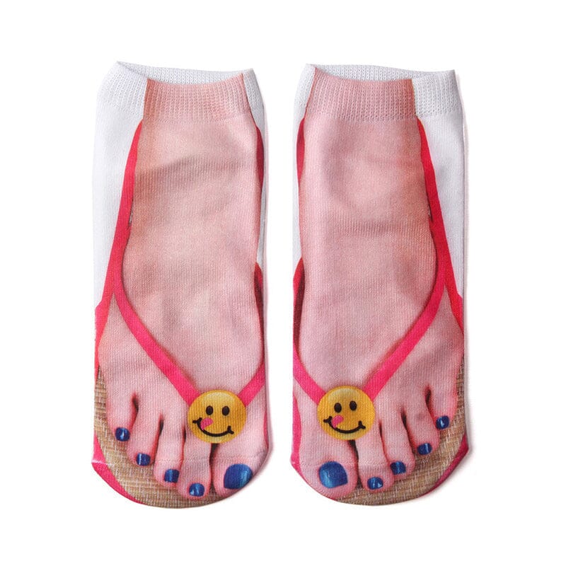 Flip-Flop Style Printed Socks