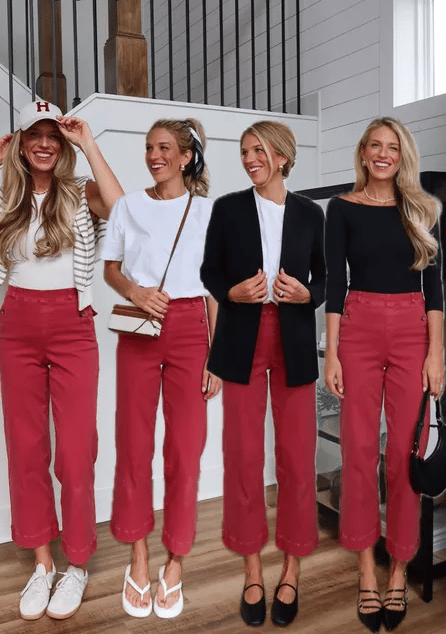 Women's Cropped Wide Leg Twill Pants with Pull-On Waist