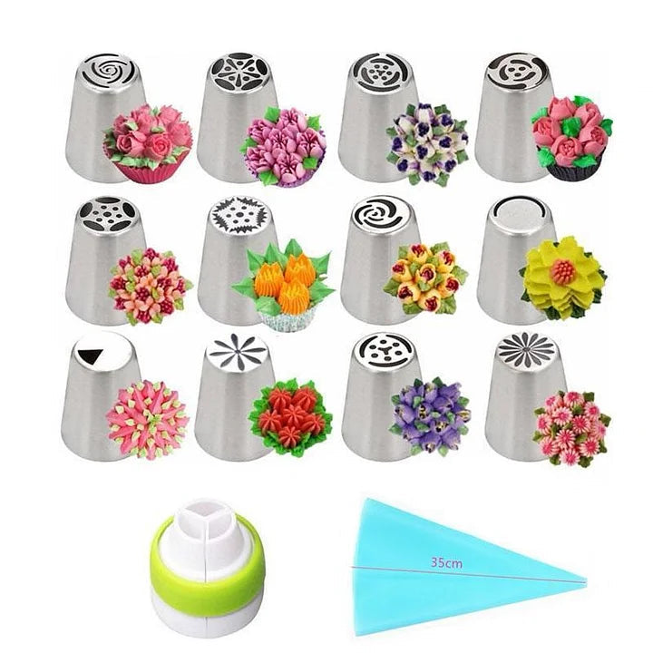 BloomCrest — Russian Piping Tips Set for Floral Cake and Cupcake Decorating