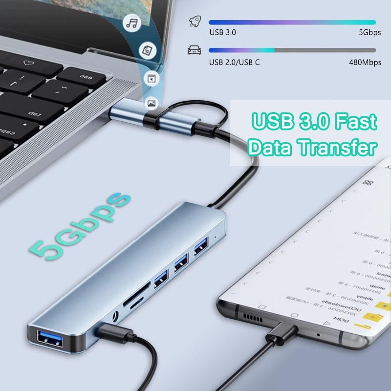 DockPro - 8-in-1 USB-C Laptop Docking Station Hub