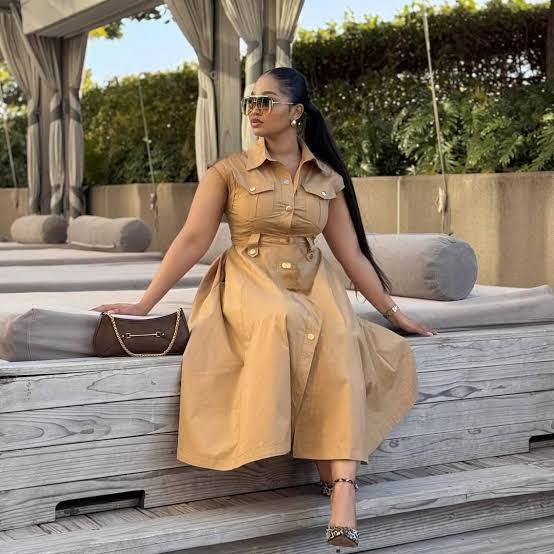 Women's Belted Button-Up Midi Shirt Dress