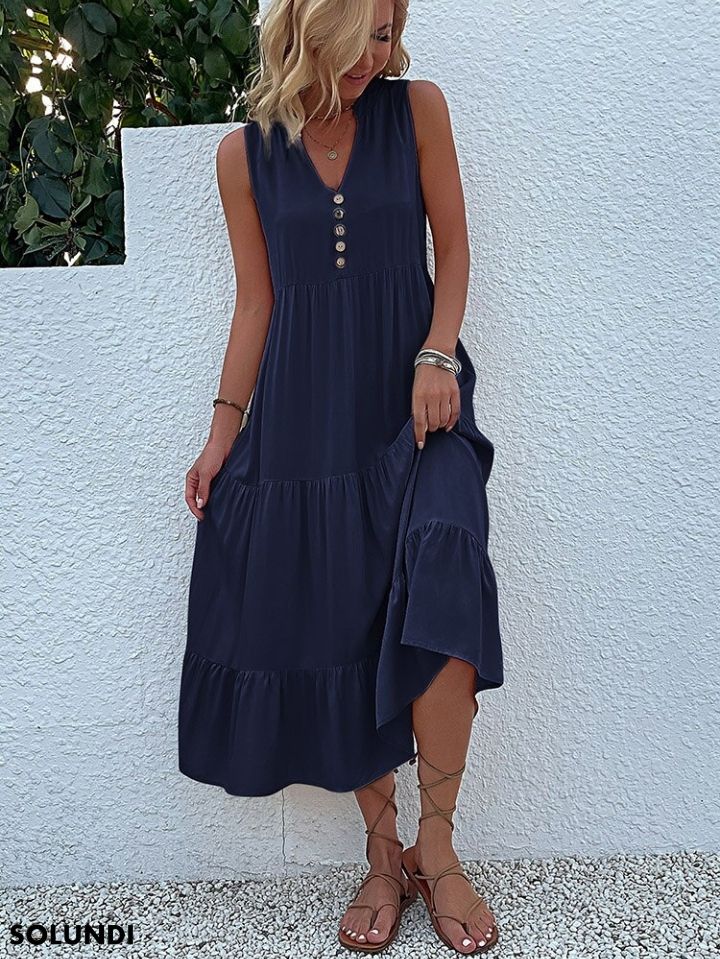 Heidi - Button Front Ruffle Dress