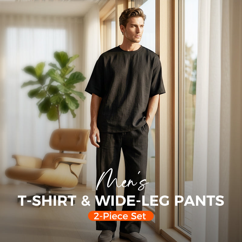 MonoStyle – Męski zestaw oversize: T-shirt i spodnie z szerokimi nogawkami