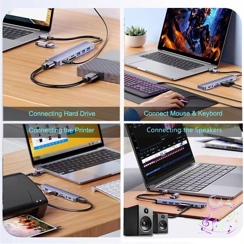 DockPro - 8-in-1 USB-C Laptop Docking Station Hub