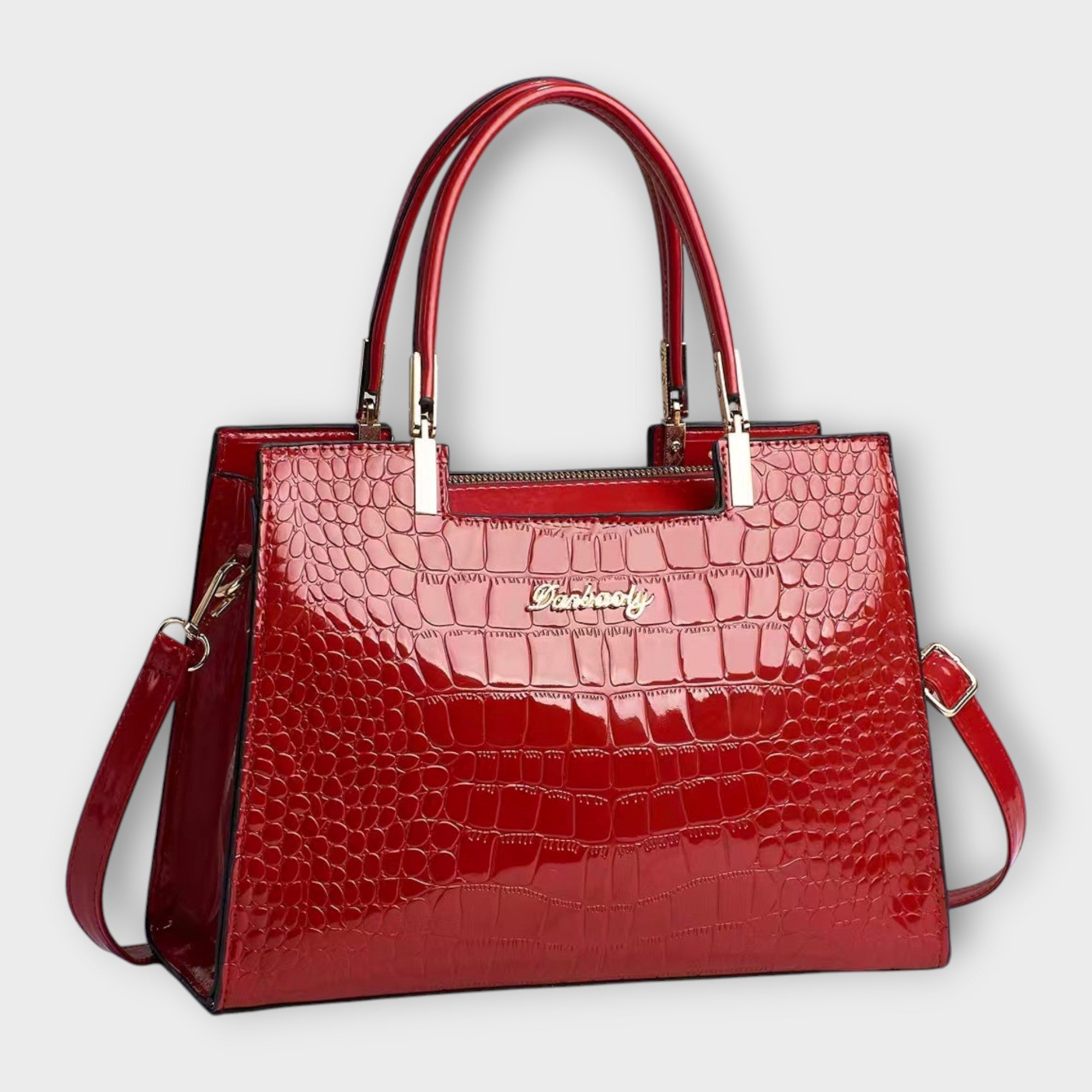 Ellie - Glossy Crocodile Pattern Handbag