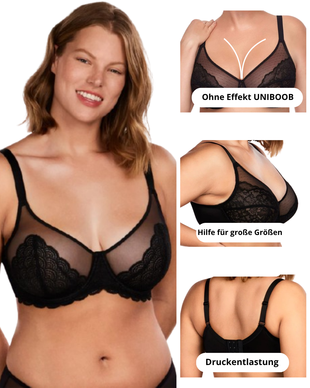 CurveLuxe - Lace Support Bra