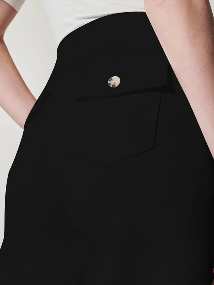 Women's Cropped Wide Leg Twill Pants with Pull-On Waist
