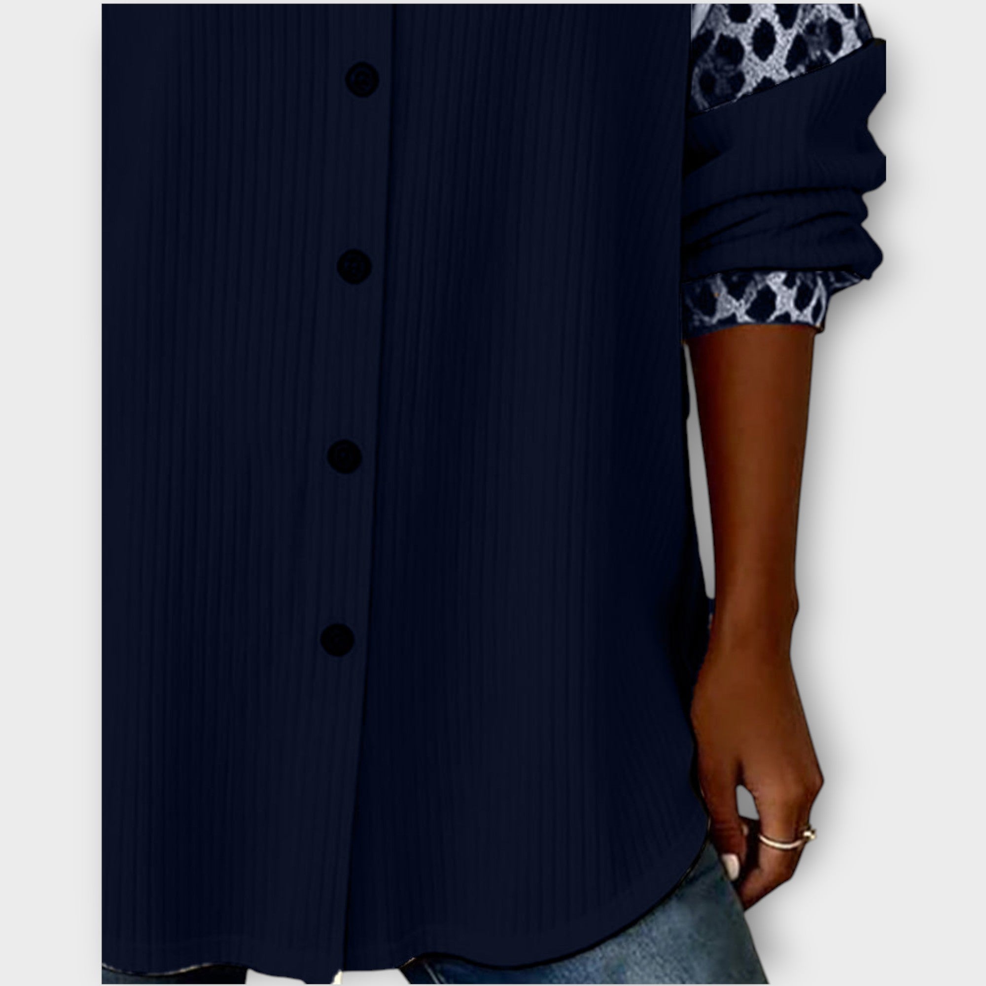 Top patchwork leopardato con bottoni