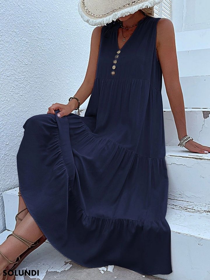 Heidi - Button Front Ruffle Dress