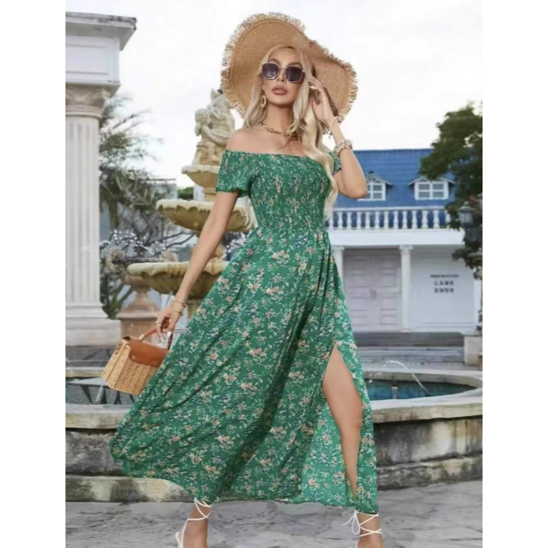 Phoebe - Glamorous Off-Shoulder Women Vintage Dress