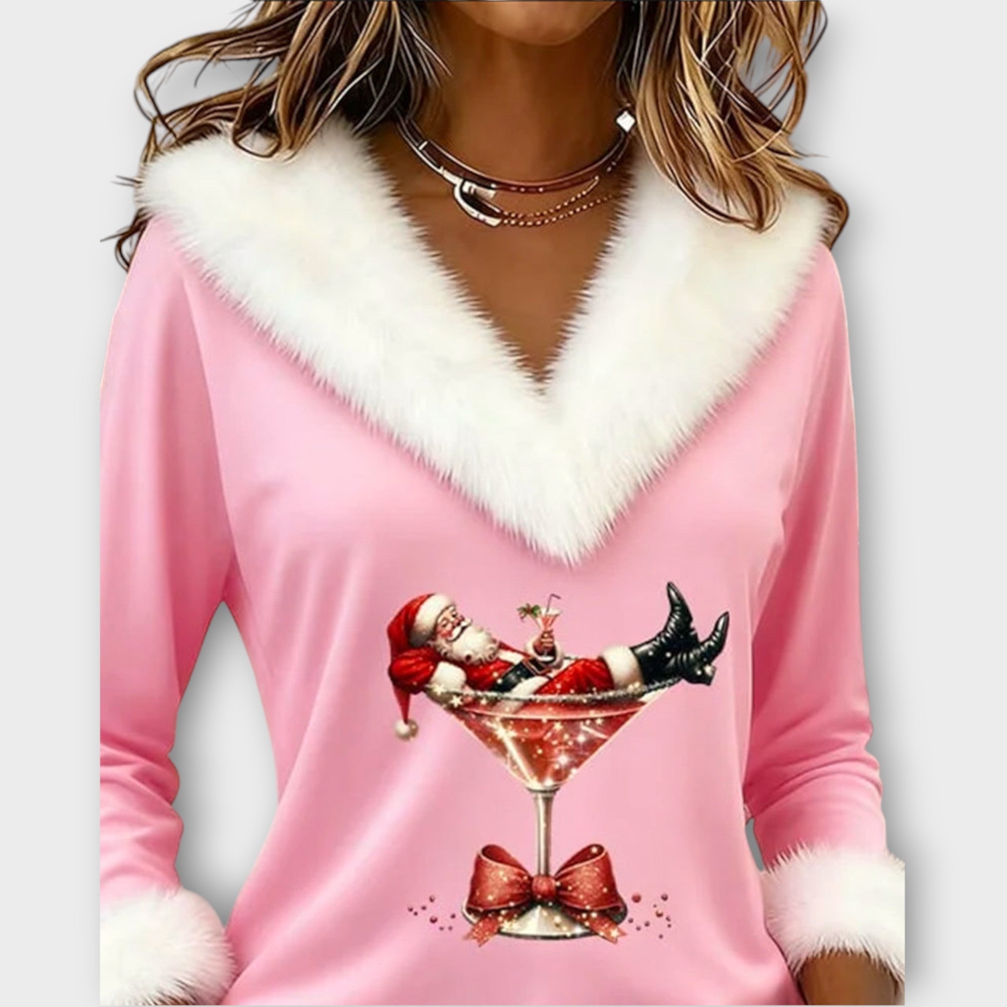 Sváteční top Santa Martini z umělé kožešiny