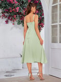 Damen-Midikleid mit gerafftem Brustbereich, Seitenschlitz und Spaghettiträgern
