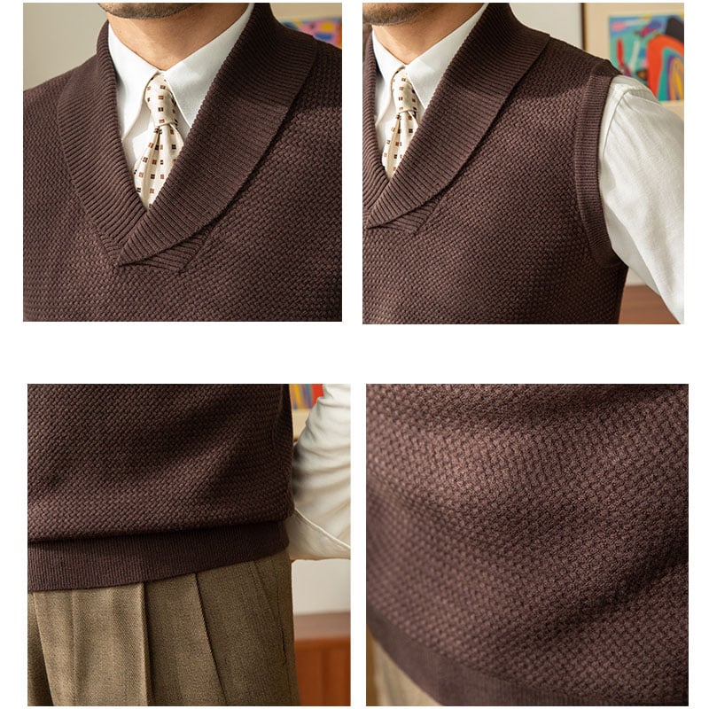 Men's Shawl Collar Knit Sweater Vest